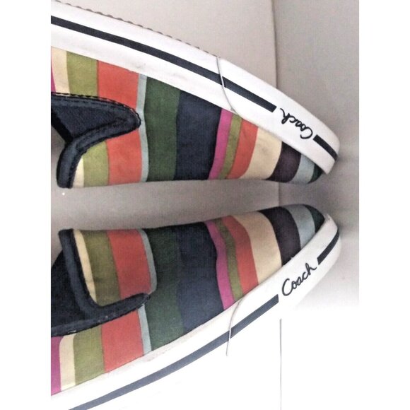 Coach Abbe shoes loafers slip-on multicolor Striped Canvas Women's 8B flats - Picture 5 of 10